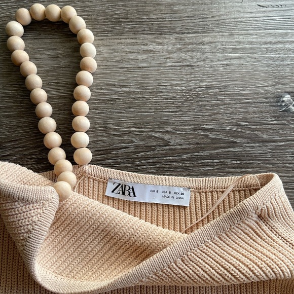 Zara Cream Knit Top with Beaded Strap - Picture 3 of 4